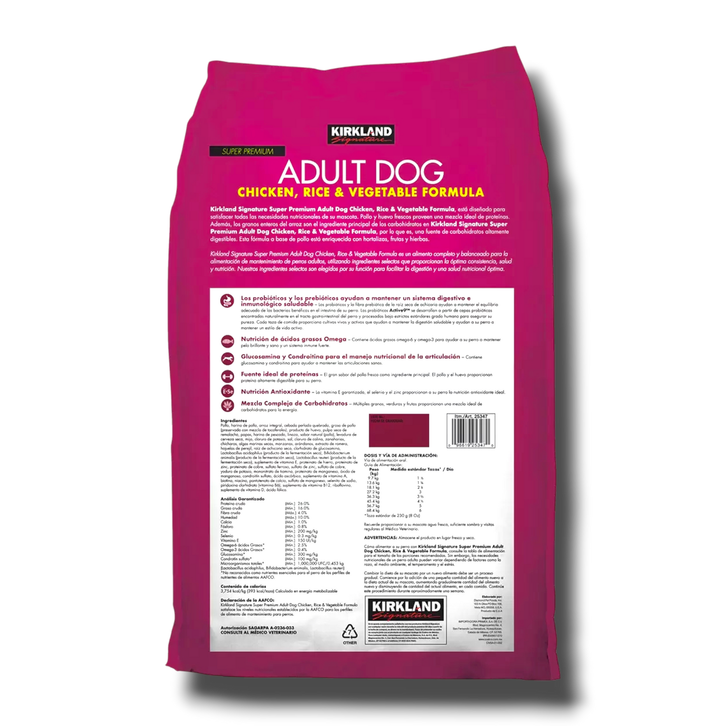 Alimento para Perro Adulto sabor Pollo y Arroz 18.1 kg - Kirkland Signature